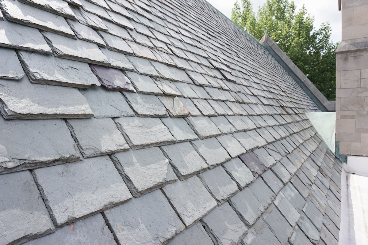 Slate roofing tiles on a building